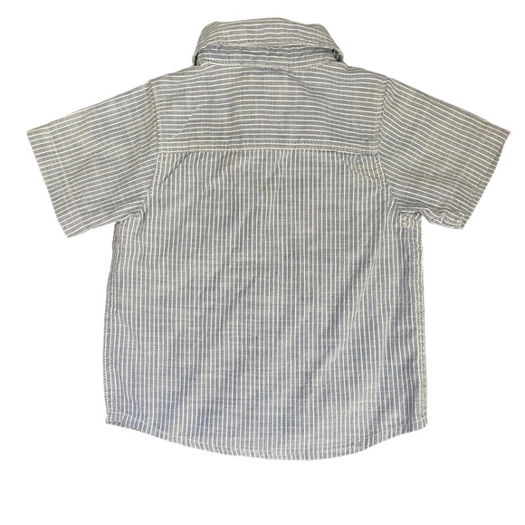 OshKosh B'Gosh Button Down Shirt Woven Short Sleeve Toddler Boys Striped 18 m - Picture 2 of 7